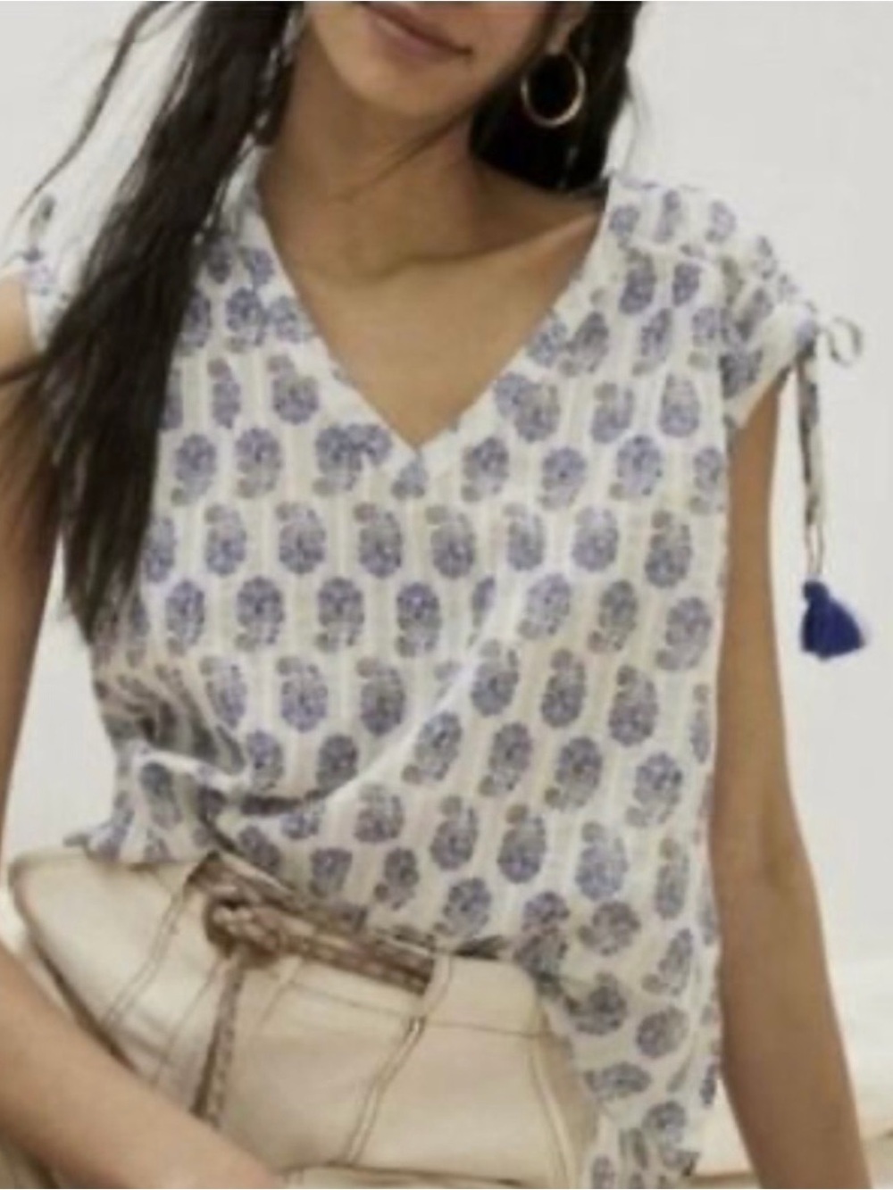 Anthropologie Blue Paisley Top